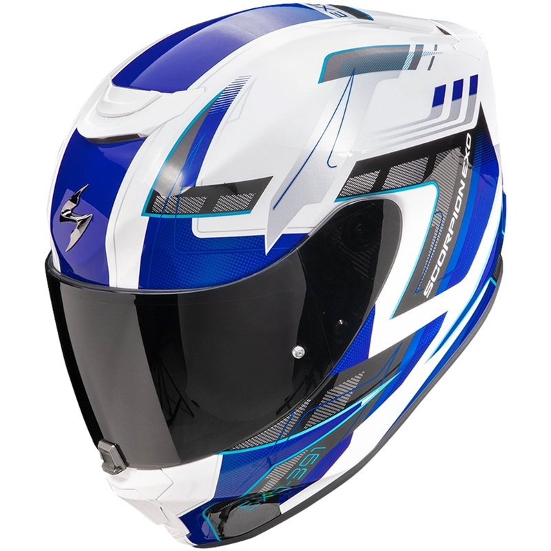 Integrierter Motorradhelm Scorpion EXO-391 CAPTOR weiß-blau Ausverkauf