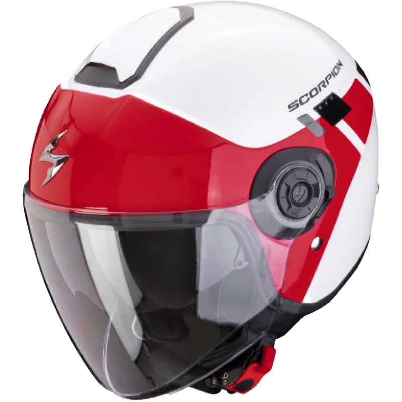 Offener Helm Scorpion EXO-CITY II Mall weiß-rot Ausverkauf