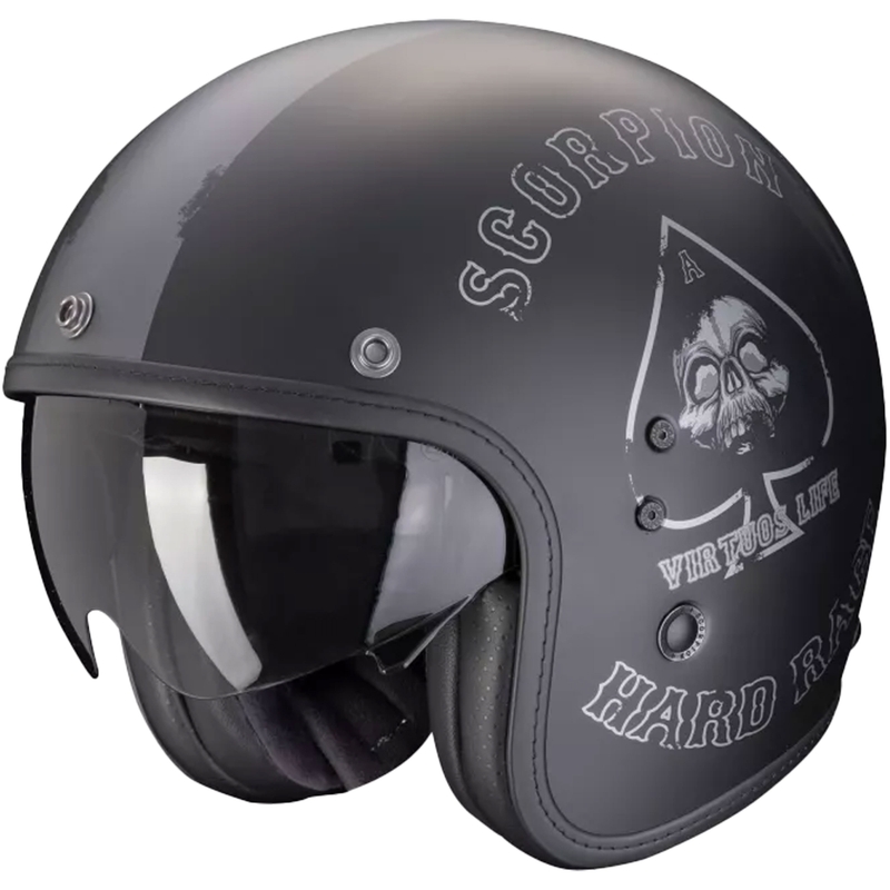 Offener Motorradhelm Scorpion Belfast Evo Spade Matt Schwarz-Silber