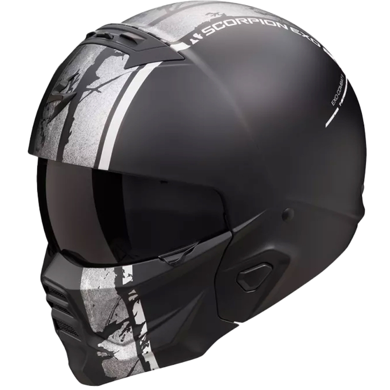 Modularer Helm Scorpion EXO-COMBAT II LORD mattschwarz-silber Ausverkauf