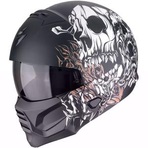 Modularer Motorradhelm Scorpion EXO-COMBAT II GENESIS mattschwarz-weiß-gold