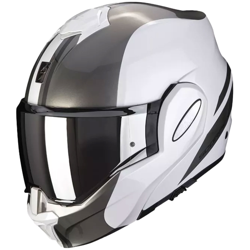 Klappbarer Motorradhelm Scorpion EXO-TECH FORZA perlweiß-silber