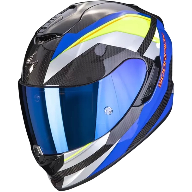 Integral Motorradhelm Scorpion Exo-1400 Carbon Air Legione blau-fluo gelb