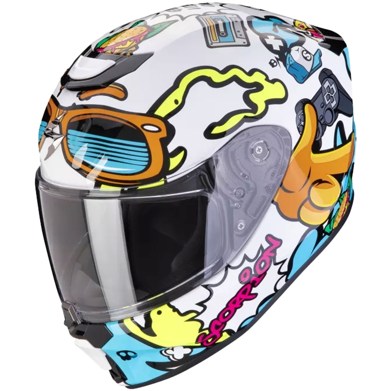 Kinder Motorradhelm Scorpion EXO-JNR AIR FUN weiß-blau