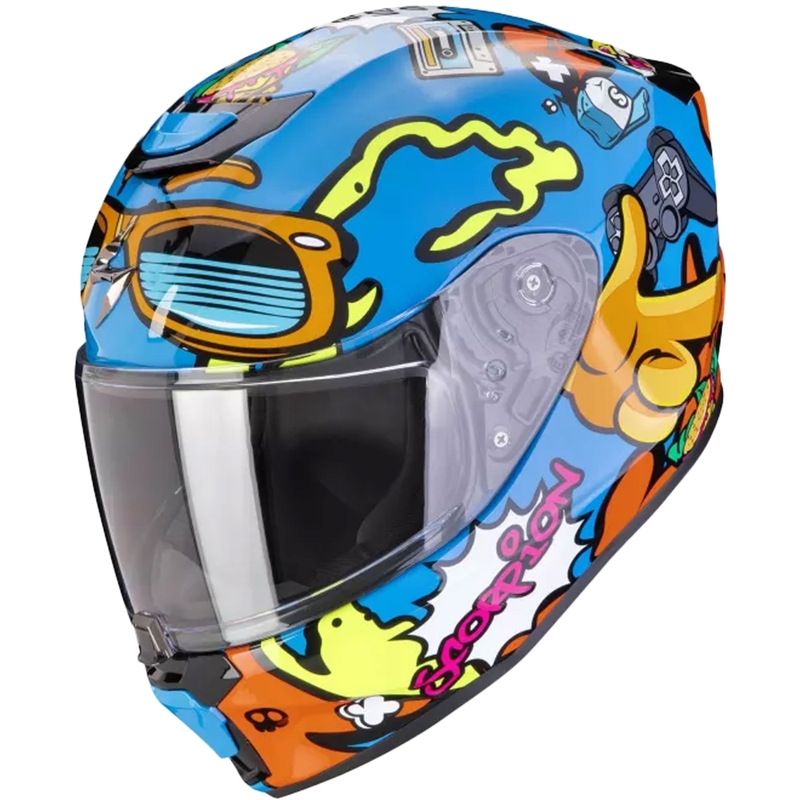 Kinder Motorradhelm Scorpion EXO-JNR AIR FUN blau-orange