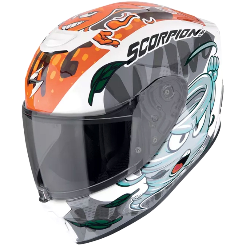 The4elements Scorpion EXO-JNR AIR The4elements Motorradhelm Weiß-Blau-Orange
