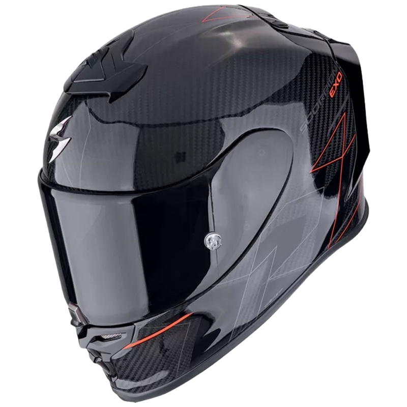 Integrierter Motorradhelm Scorpion EXO-R1 EVO CARBON AIR CYNERGY schwarz-rot