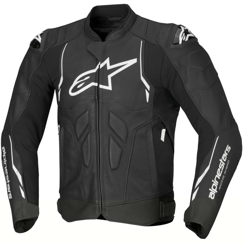 Alpinestars Dusk Leder Motorradjacke schwarz-weiß