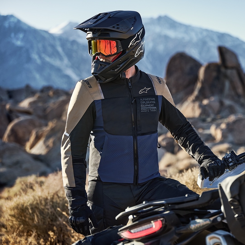 Alpinestars ST-2 Air Motorradjacke dunkelblau-dunkelkhaki-schwarz