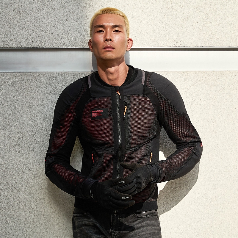 Motorradjacke Alpinestars TROOP-AIR PRO schwarz-neonrot