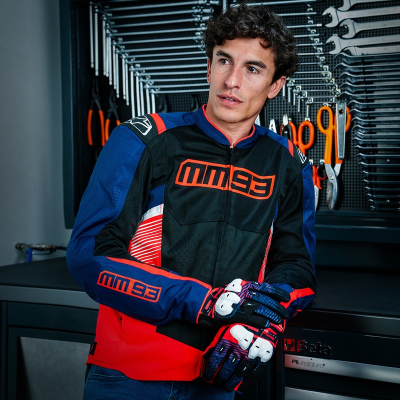 Alpinestars T-SPS Air V2 MM93 Motorradjacke, Fluo Kollektion, rot-blau-schwarz-weiß