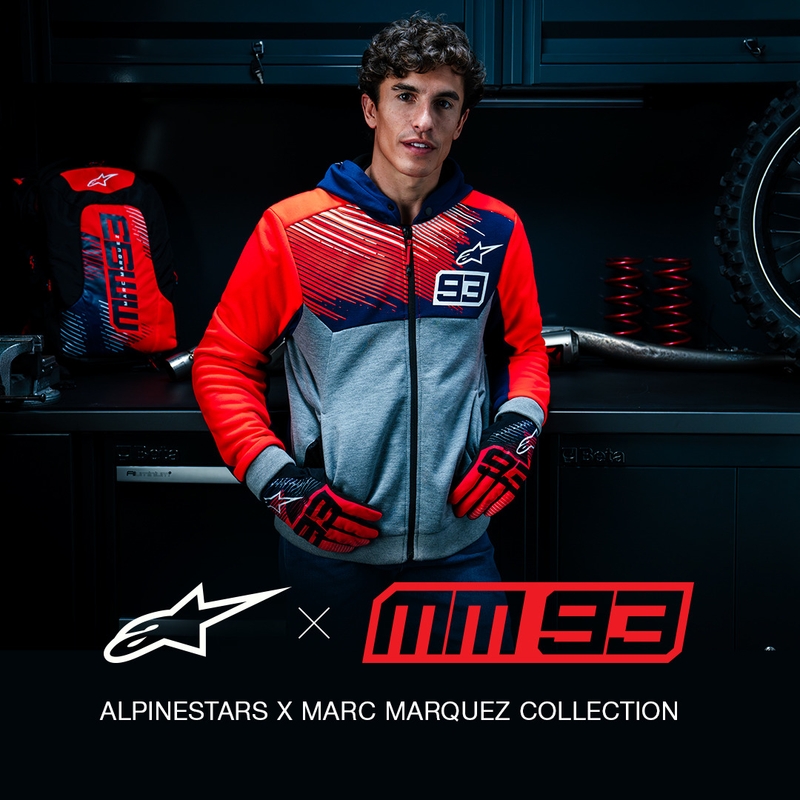 Alpinestars Chrome V2 Sport Hoodie MM93 Kollektion hellgrau-blau-neonrot