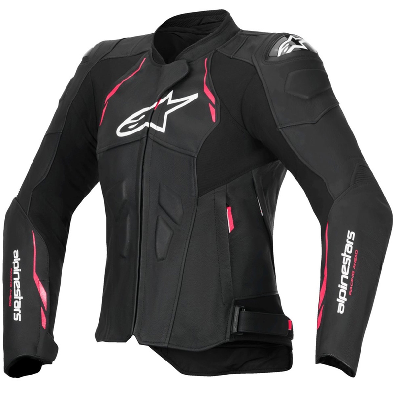 Alpinestars Stella Dusk Damen Leder Motorradjacke schwarz-pink-weiß