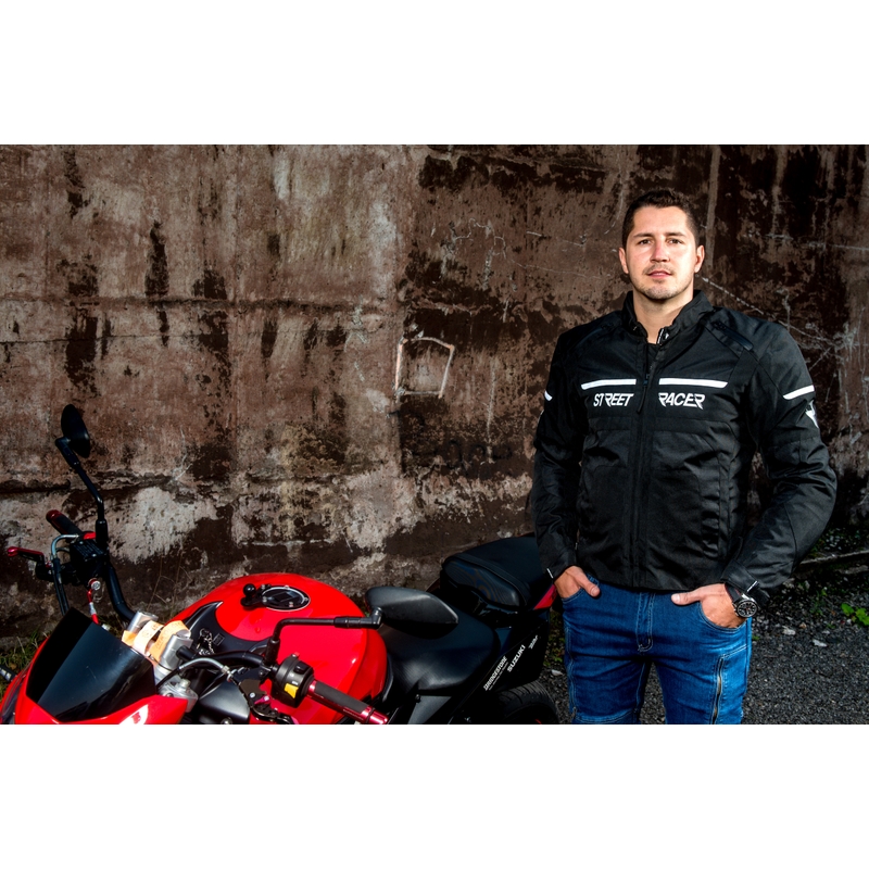 Street Racer Definit schwarz-weiße Motorradjacke Ausverkauf