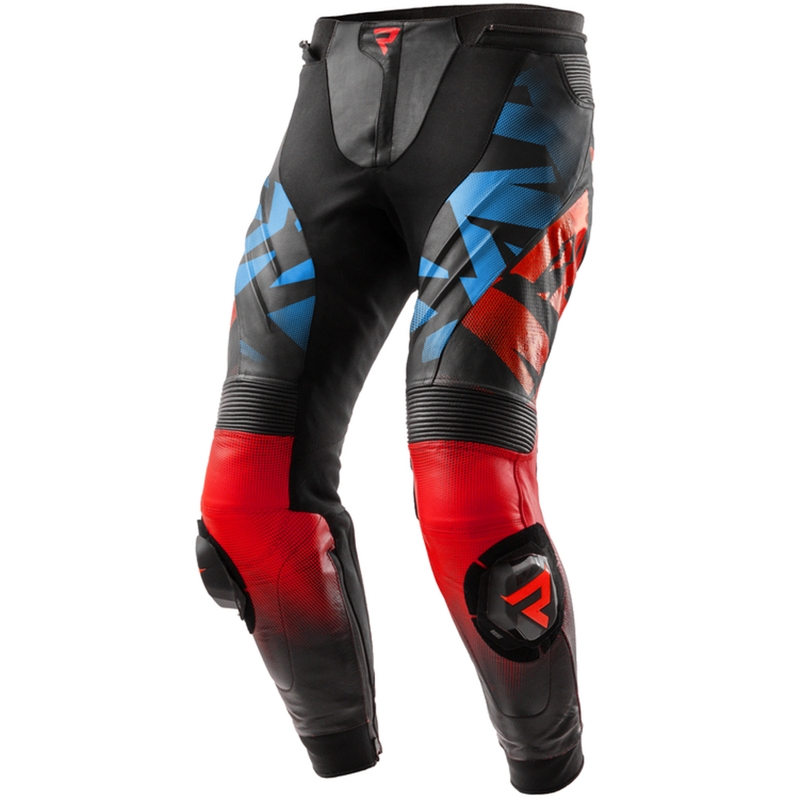Leder-Motorradhose Rebelhorn Inferno schwarz-blau-weiß-rot