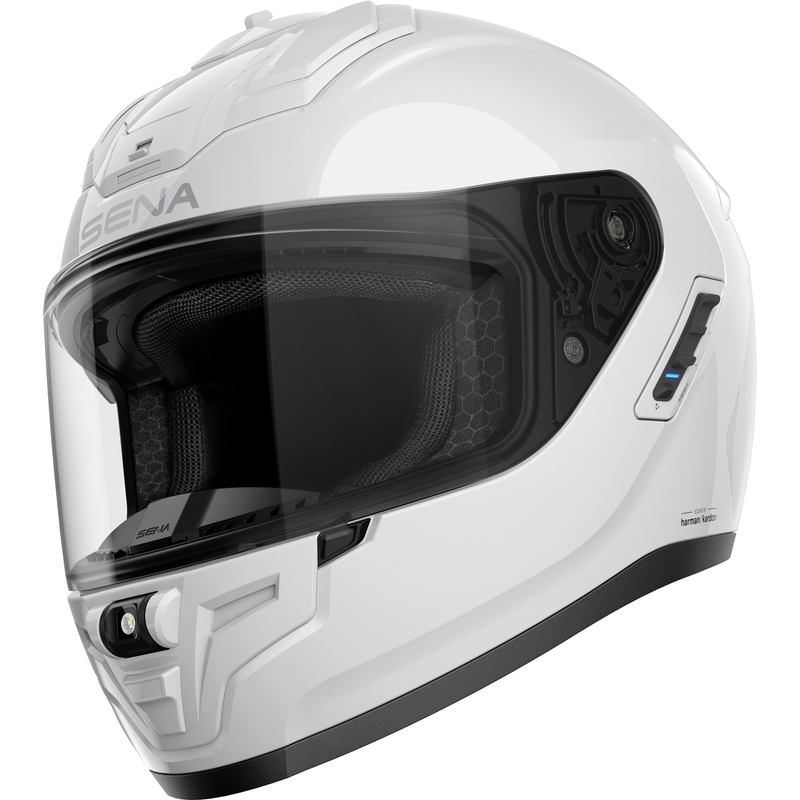 SENA Integralhelm für Motorradfahrer mit Phantom Headset, weiß
