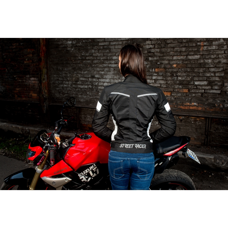 Street Racer Betty Motorradjacke für Frauen in Schwarz und Weiß