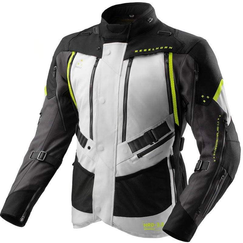 Rebelhorn Hardy 3.0 Motorradjacke schwarz-grau-fluogelb