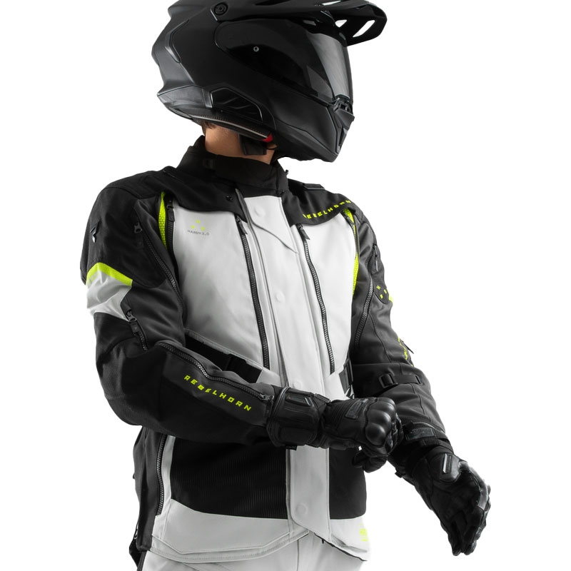 Rebelhorn Hardy 3.0 Motorradjacke schwarz-grau-fluogelb