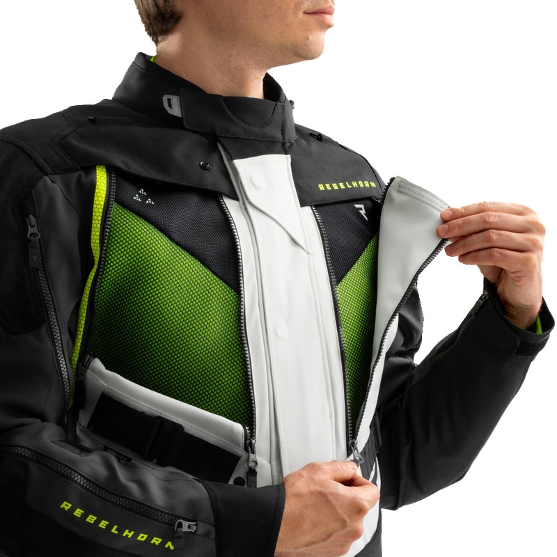 Rebelhorn Hardy 3.0 Motorradjacke schwarz-grau-fluogelb
