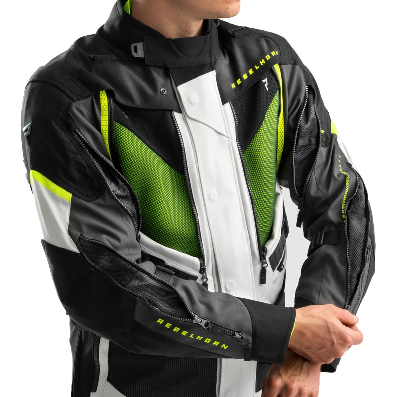Rebelhorn Hardy 3.0 Motorradjacke schwarz-grau-fluogelb