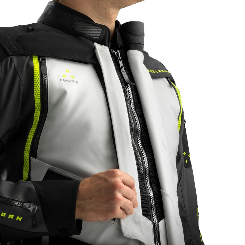 Rebelhorn Hardy 3.0 Motorradjacke schwarz-grau-fluogelb