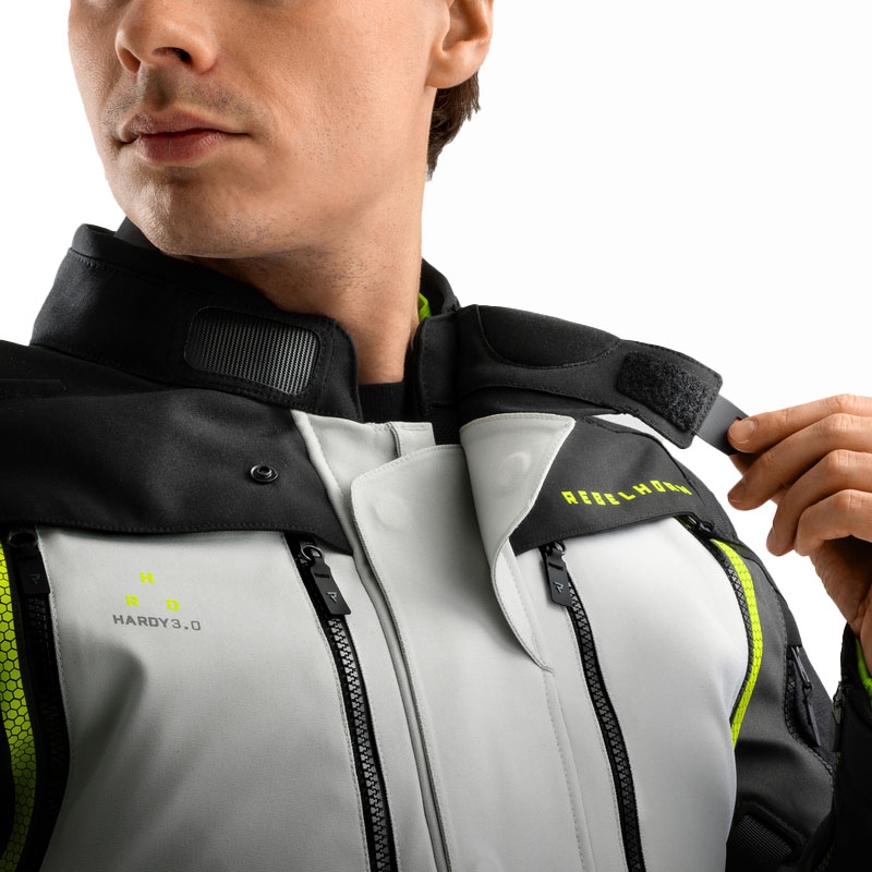 Rebelhorn Hardy 3.0 Motorradjacke schwarz-grau-fluogelb
