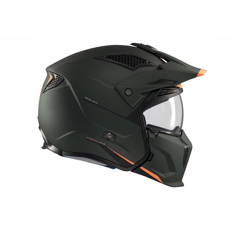 Jethelm mit Maske MT Streetfighter SV S Solid A6 mattgrün mit Iridium-Visier
