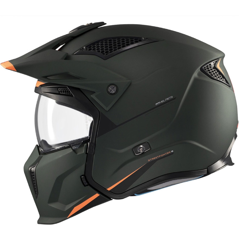 Jethelm mit Maske MT Streetfighter SV S Solid A6 mattgrün mit Iridium-Visier