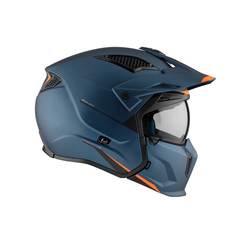 Jethelm mit Maske MT Streetfighter SV S Solid A7 mattblau mit Iridium-Visier