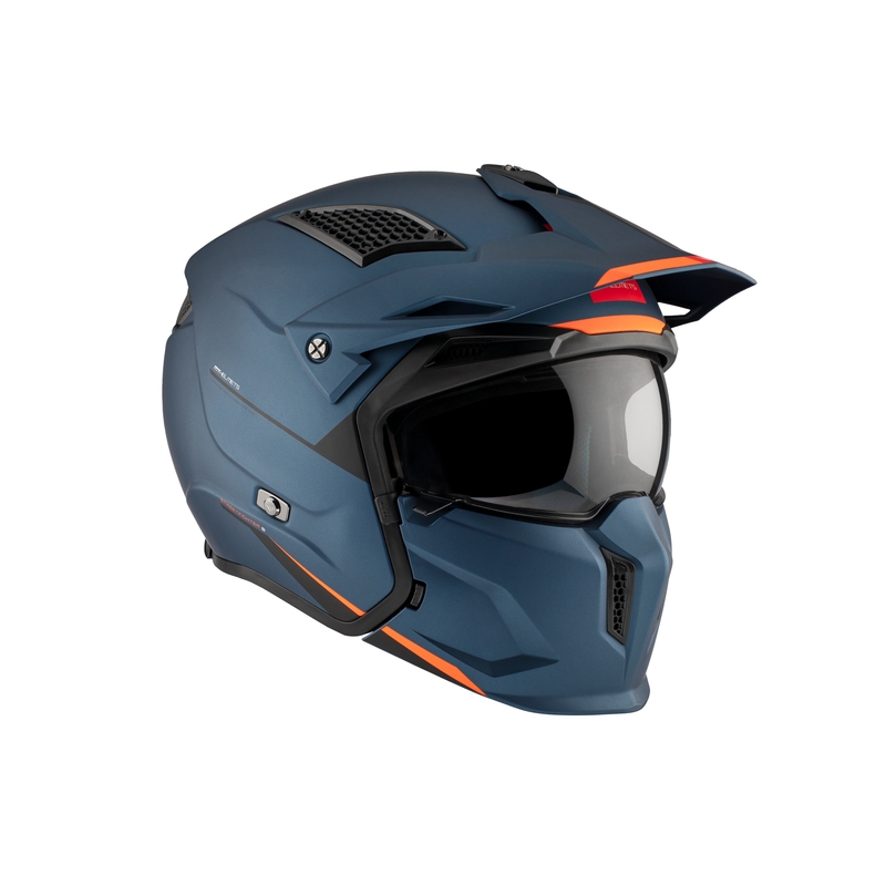 Jethelm mit Maske MT Streetfighter SV S Solid A7 mattblau mit Iridium-Visier