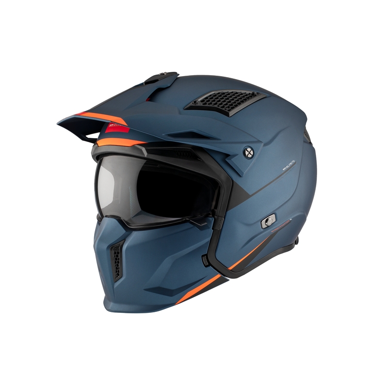Jethelm mit Maske MT Streetfighter SV S Solid A7 mattblau mit Iridium-Visier