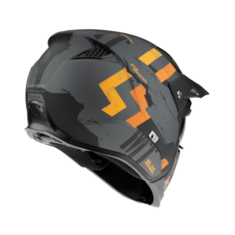 Jethelm mit Maske MT Streetfighter Skull 2020 grau-orange mit Iridium-Visier