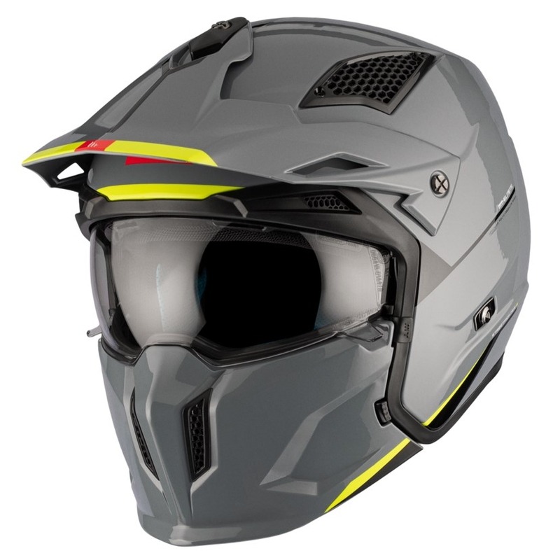 Jethelm mit Maske MT Streetfighter SV S Solid A22 glänzend grau mit Iridium-Visier