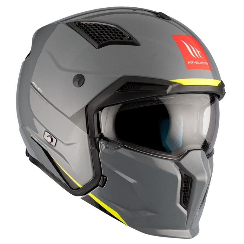 Jethelm mit Maske MT Streetfighter SV S Solid A22 glänzend grau mit Iridium-Visier