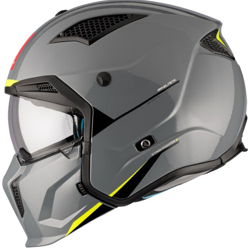 Jethelm mit Maske MT Streetfighter SV S Solid A22 glänzend grau mit Iridium-Visier
