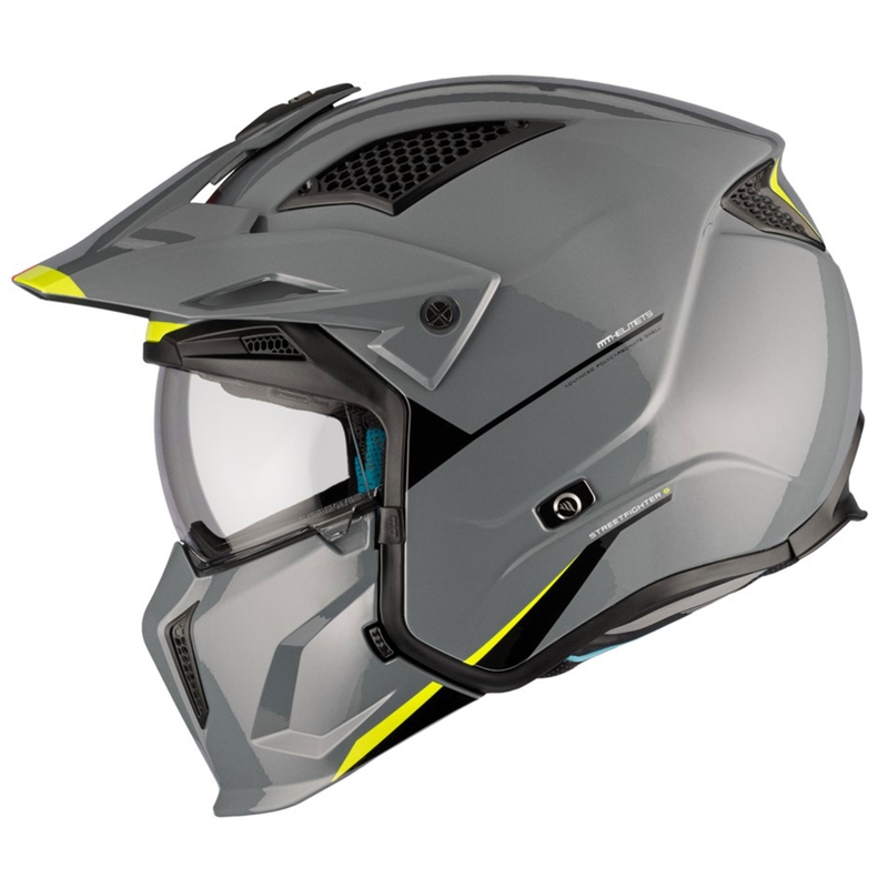 Jethelm mit Maske MT Streetfighter SV S Solid A22 glänzend grau mit Iridium-Visier