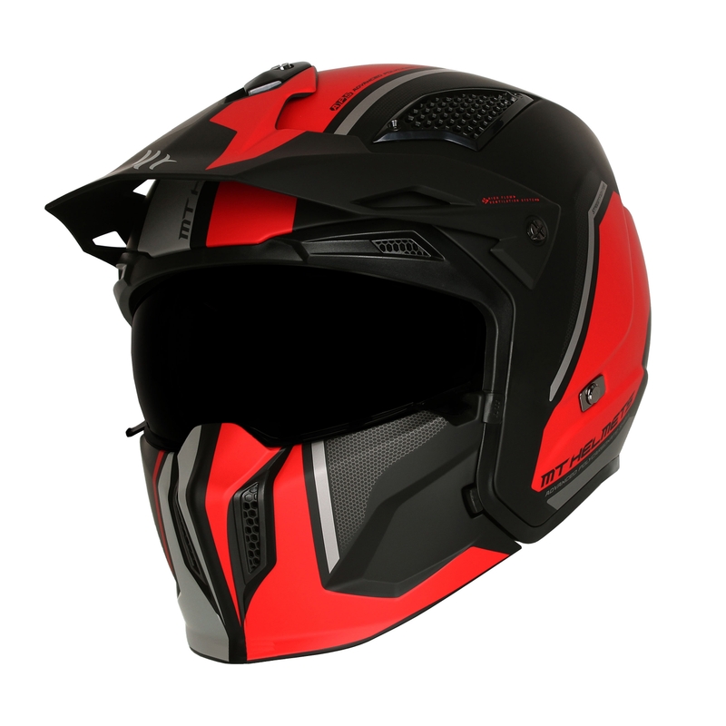 Jethelm mit Maske MT Streetfighter SV S TWIN C5 schwarz-rot mit Iridium-Visier