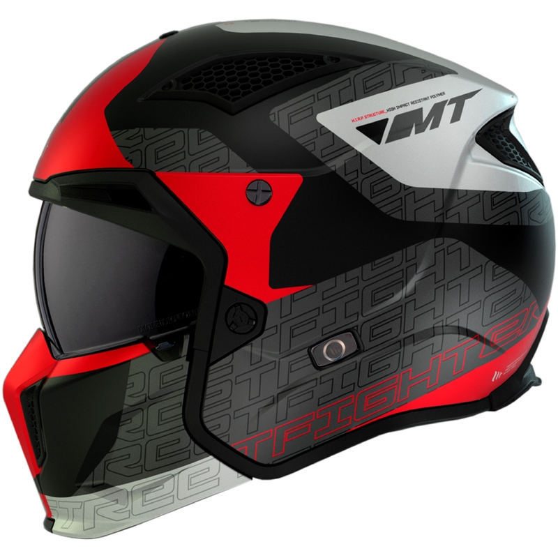 Jethelm mit Maske MT Streetfighter SV Totem B15 schwarz-grau-weiß-rot mit Iridium-Visier