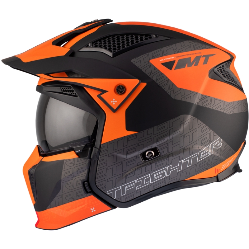 Jethelm mit Maske MT Streetfighter SV Totem B4 schwarz-grau-orange mit Iridium-Visier
