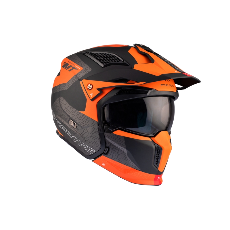 Jethelm mit Maske MT Streetfighter SV Totem B4 schwarz-grau-orange mit Iridium-Visier
