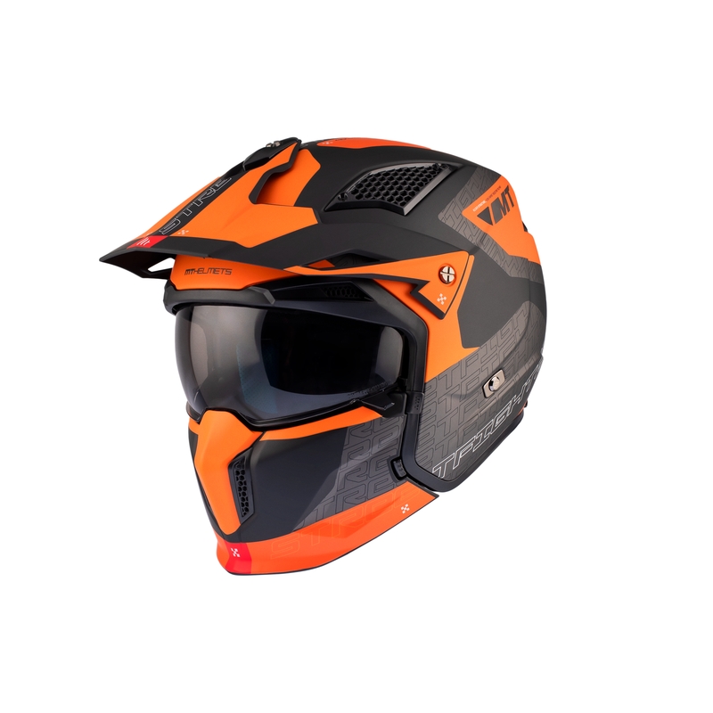 Jethelm mit Maske MT Streetfighter SV Totem B4 schwarz-grau-orange mit Iridium-Visier