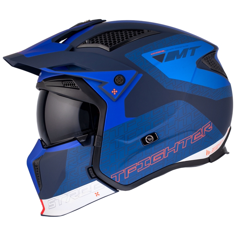 Jethelm mit Maske MT Streetfighter SV Totem C17 weiß-blau mit Iridium-Visier