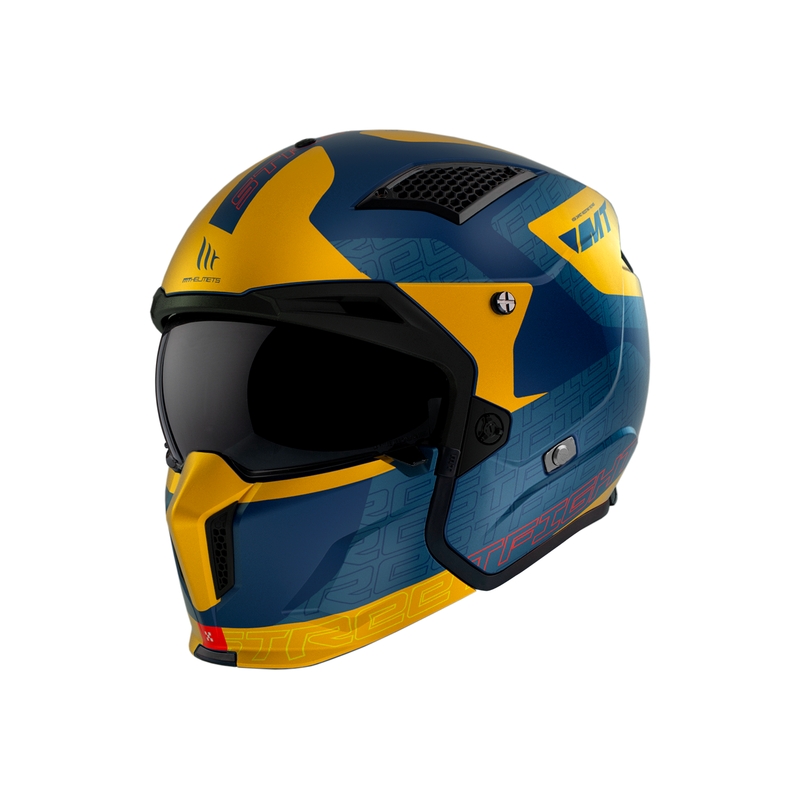 Jethelm mit Maske MT Streetfighter SV Totem C3 blau-gelb mit Iridium-Visier