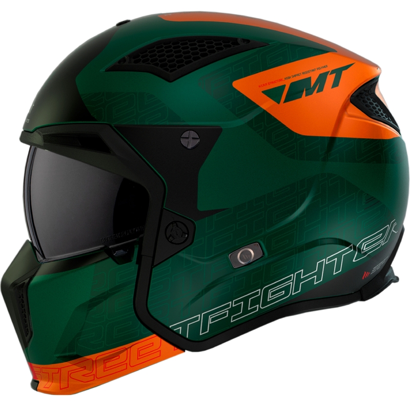Jethelm mit Maske MT Streetfighter SV Totem C6 schwarz-orange-grün mit Iridium-Plexiglas