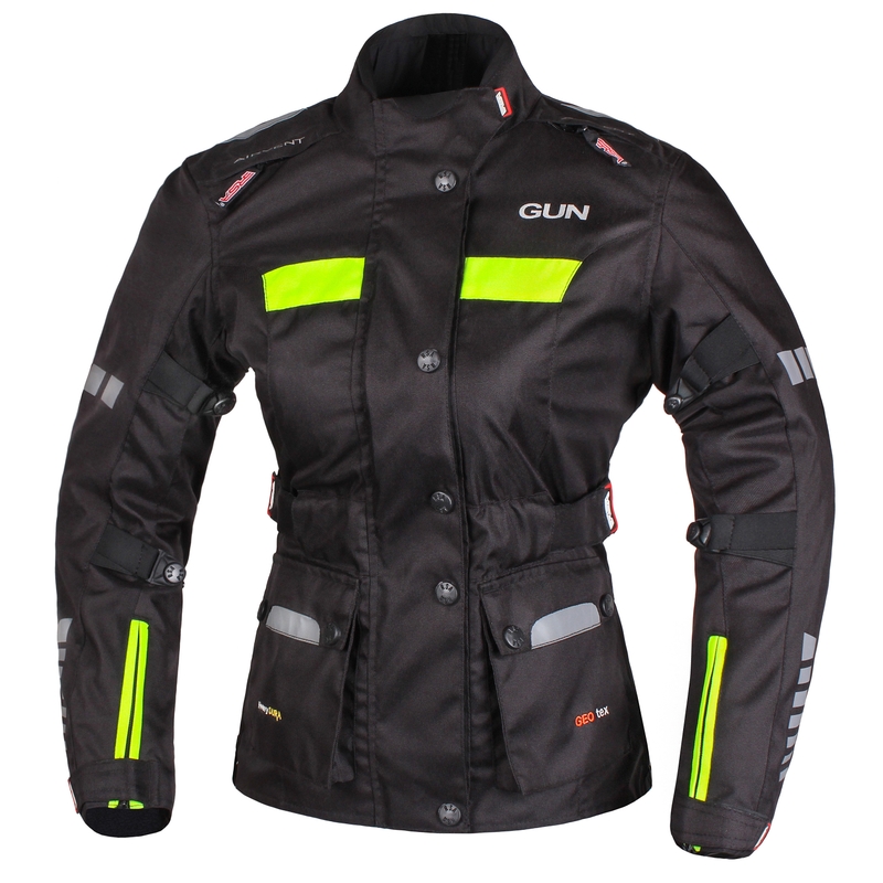 Damen Motorradjacke RSA Gun schwarz-fluo gelb Ausverkauf