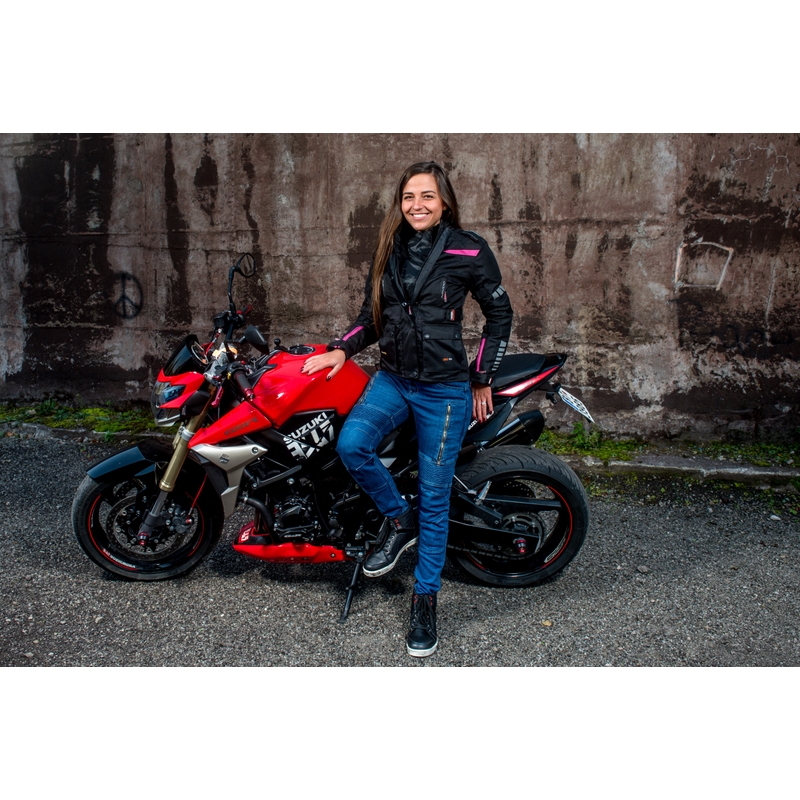 Frauen dreilagige Motorradjacke RSA Gun schwarz und rosa Ausverkauf