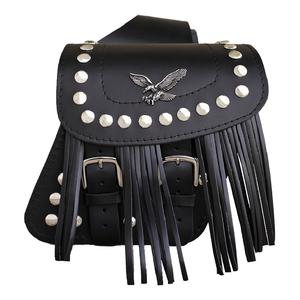 Leder Motorradtaschen RSA S185B mit Fransen schwarz