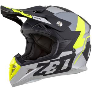 Kinder-Motocrosshelm ZED X1.9D TENDO mattschwarz-dunkelgrau-hellgrau-fluogelb