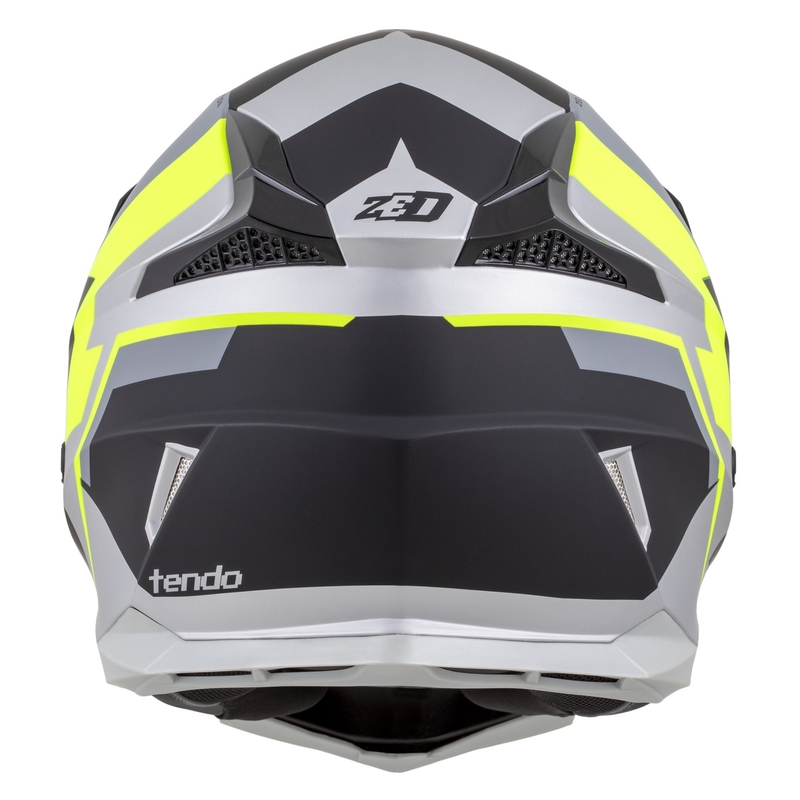 Kinder-Motocrosshelm ZED X1.9D TENDO mattschwarz-dunkelgrau-hellgrau-fluogelb